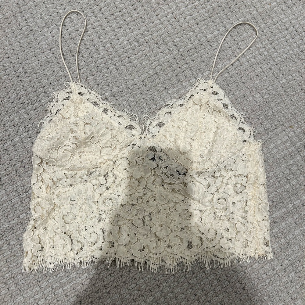 Zara cream/white crop top